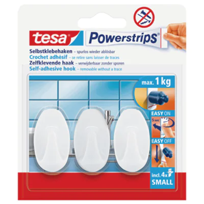 tesa Powerstrips Haken small oval 57533-00016 weiß 3 St./Pack tesa Powerstrips Haken small oval 57533-00016 weiß 3 St./Pack