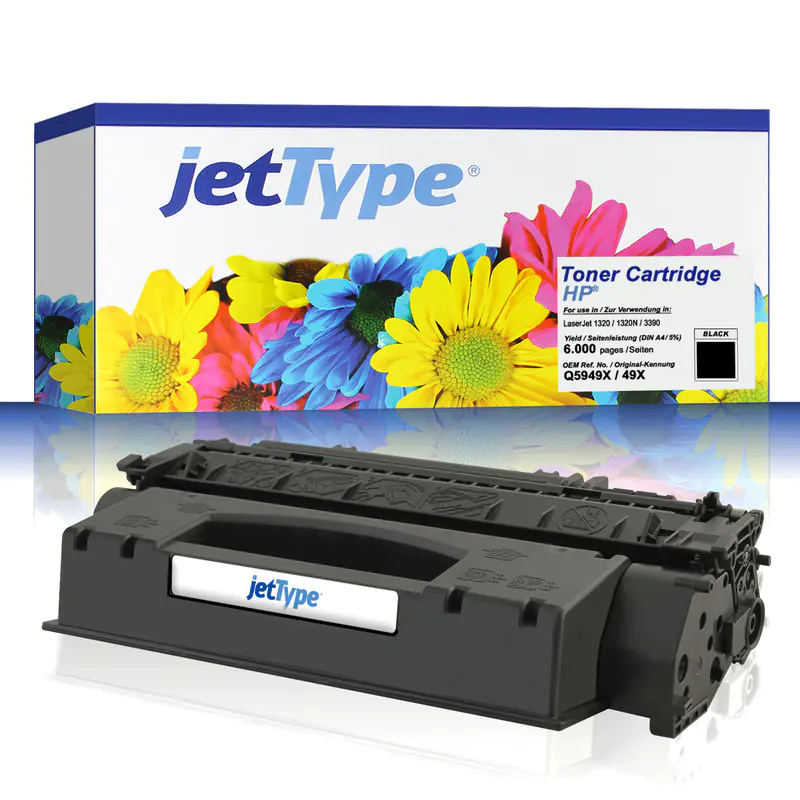 jetType Toner kompatibel zu HP Q5949X 49X schwarz 6.000 Seiten Große Füllmenge 1 Stück jetType Toner kompatibel zu HP Q5949X 49X schwarz 6.000 Seiten Große Füllmenge 1 Stück