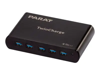 PARAT PARAPROJECT TC5 - Netzteil - 2.8 A - PD - 10 Ausgabeanschlussstellen (5 x USB-C, 5 x 9-poliger USB Typ A) - Schwarz