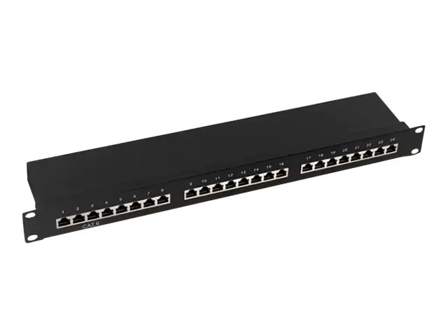 LogiLink EconLine - Patch Panel - CAT 6 - STP - RJ-45 X 24 - Schwarz, RAL 9005 - 1U - 48.3 cm (19")
