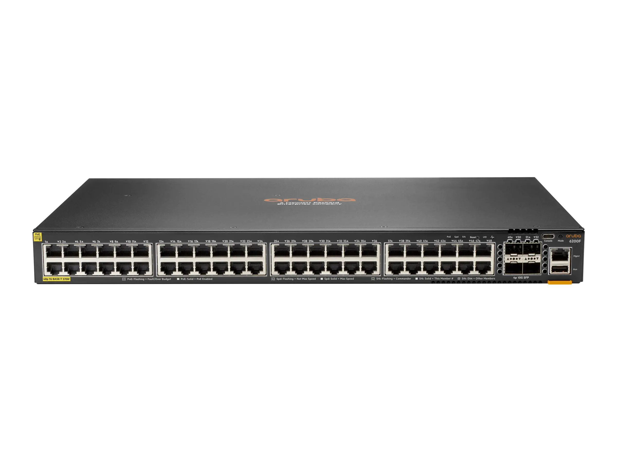 HPE Aruba Networking CX 6200F 48G Class 4 PoE 4SFP 370W TAA Switch - Switch - max. Stapelentfernung 10 km - L3 - managed - 48 x 10/100/1000 (PoE+) S0G16AR