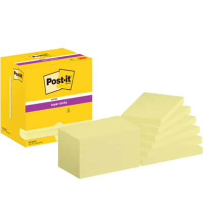 Post-it Haftnotiz Super Sticky Notes 127 x 76 mm (B x H) gelb 90 Bl./Block 12 Block/Pack. Post-it Haftnotiz Super Sticky Notes 127 x 76 mm (B x H) gelb 90 Bl./Block 12 Block/Pack.