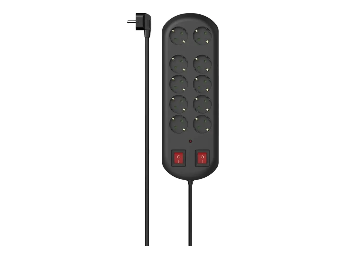 Hama Steckdosenleiste - with surge protection and 2 switches - Wechselstrom 230 V - Eingabe, Eingang power CEE 7/7 - Ausgangsanschlüsse: 10 (power CEE 7/3) 00223164