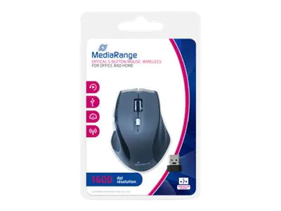 MediaRange - Maus - optisch - 5 Tasten - kabellos - kabelloser Empfänger (USB)