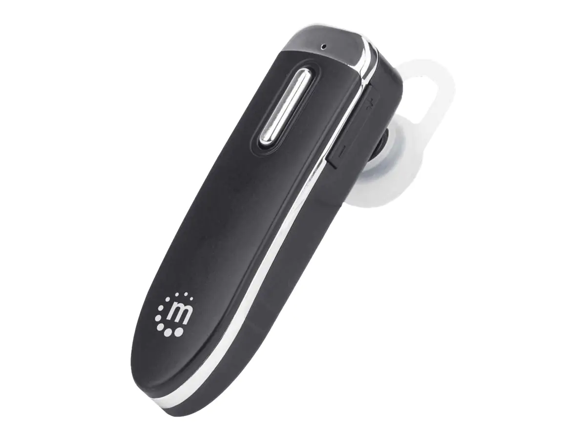 Manhattan Single Ear Bluetooth Headset (Clearance Pricing), Omnidirectional Mic, Integrated Controls, Black, 10 hour usage time, Range 10m, USB-A charging cable included, Bluetooth v4.0, 3 year warranty, Boxed - Headset - im Ohr - Bluetooth - kabello