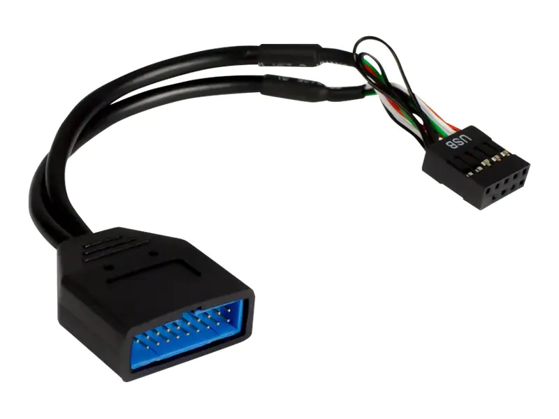 Inter-Tech - Interner USB-Adapter - 9-poliger USB-Header (W) zu 19-poliger USB 3.0 Kopf (M) - 15 cm - Schwarz
