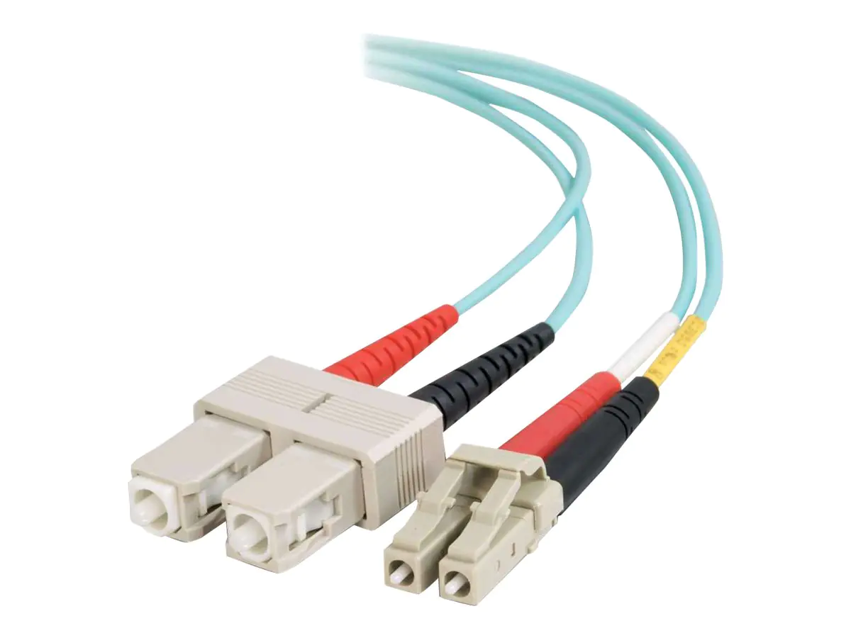 C2G LC-SC 10Gb 50/125 OM3 Duplex Multimode PVC Fiber Optic Cable (LSZH) - Netzwerkkabel - SC multi-mode (M) zu LC Multi-Mode (M) - 15 m - Glasfaser - Duplex - 50/125 Mikrometer - OM3 - halogenfrei - Aquamarin
