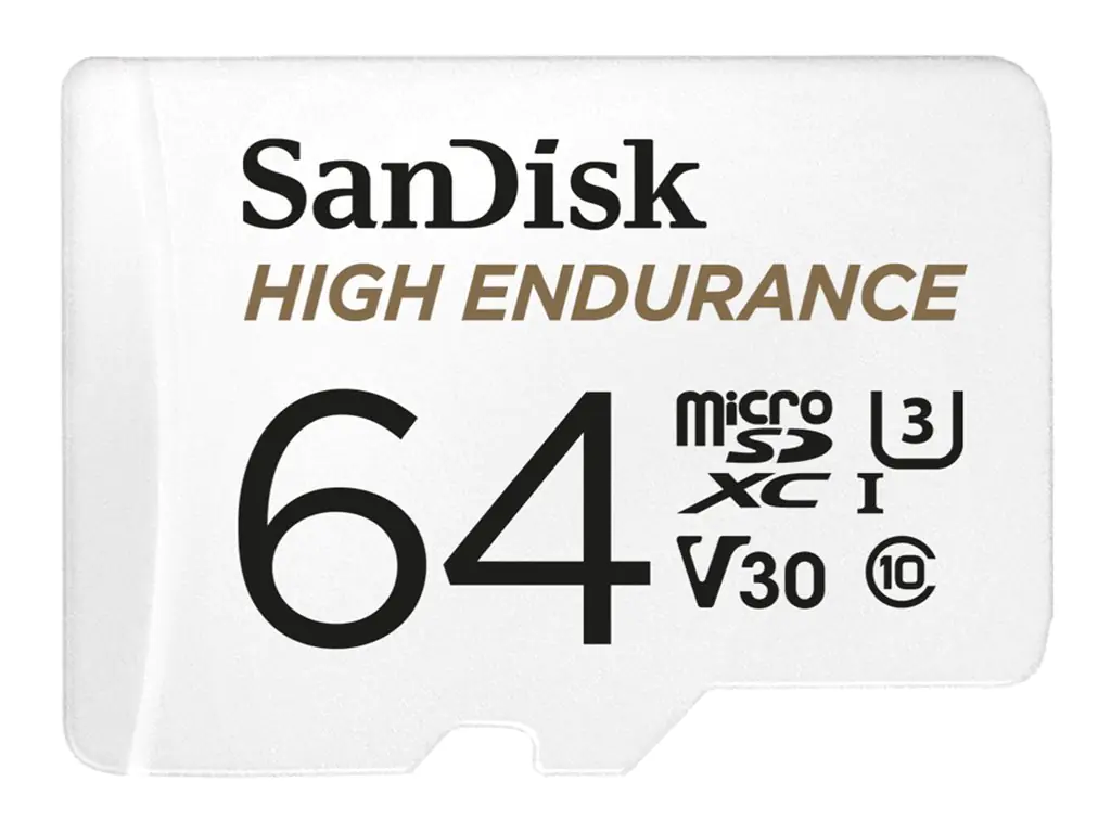 SanDisk High Endurance - Flash-Speicherkarte (microSDXC-an-SD-Adapter inbegriffen) - 64 GB - Video Class V30 / UHS-I U3 / Class10 - microSDXC UHS-I SanDisk High Endurance - Flash-Speicherkarte (microSDXC-an-SD-Adapter inbegriffen) - 64 GB - Video Class V30 / UHS-I U3 / Class10 - microSDXC UHS-I