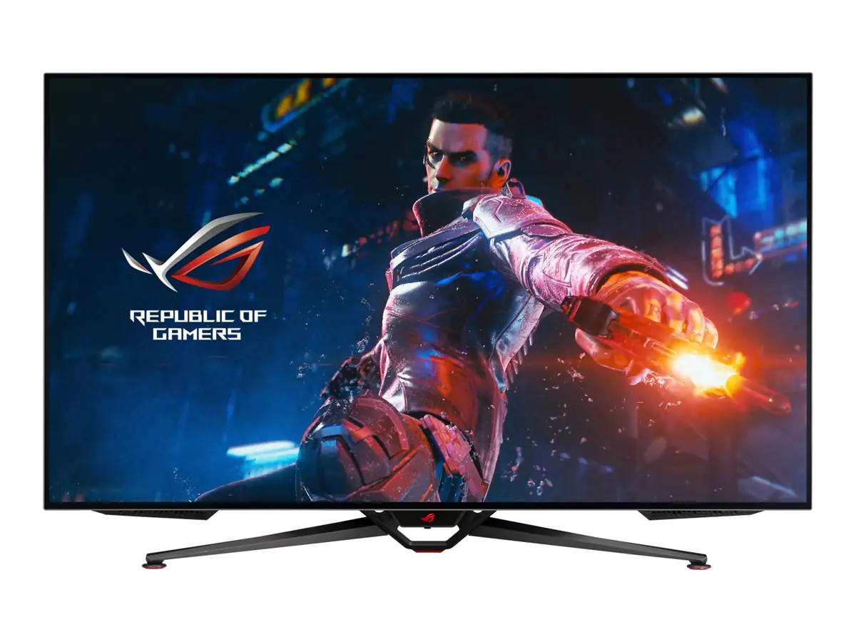 ASUS ROG Swift OLED PG48UQ - OLED-Monitor - Gaming - 120.7 cm (47.53") - 3840 x 2160 4K @ 138 Hz - 450 cd/m² - 135000:1 - HDR10 - 4xHDMI, DisplayPort - Lautsprecher