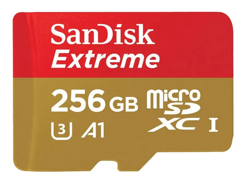 SanDisk Extreme - Flash-Speicherkarte (microSDXC-an-SD-Adapter inbegriffen) - 256 GB - A1 / Video Class V30 / UHS-I U3 - microSDXC UHS-I