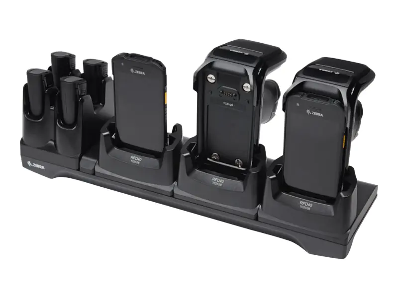 Zebra - Ladeständer für Barcode-Scanner + Batterieladegerät - Ausgangsanschlüsse: 7 - für Zebra RFD40 UHF RFID Standard Sled, TC21, TC26