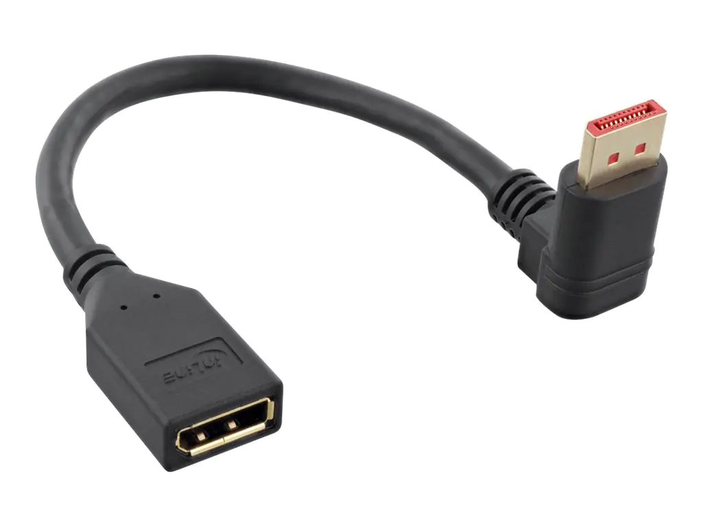 InLine - DisplayPort-Adapter - DisplayPort (W) gerade zu DisplayPort (M) nach unten gewinkelt - DisplayPort 1.4 - 15 cm - 8K Unterstützung - Schwarz