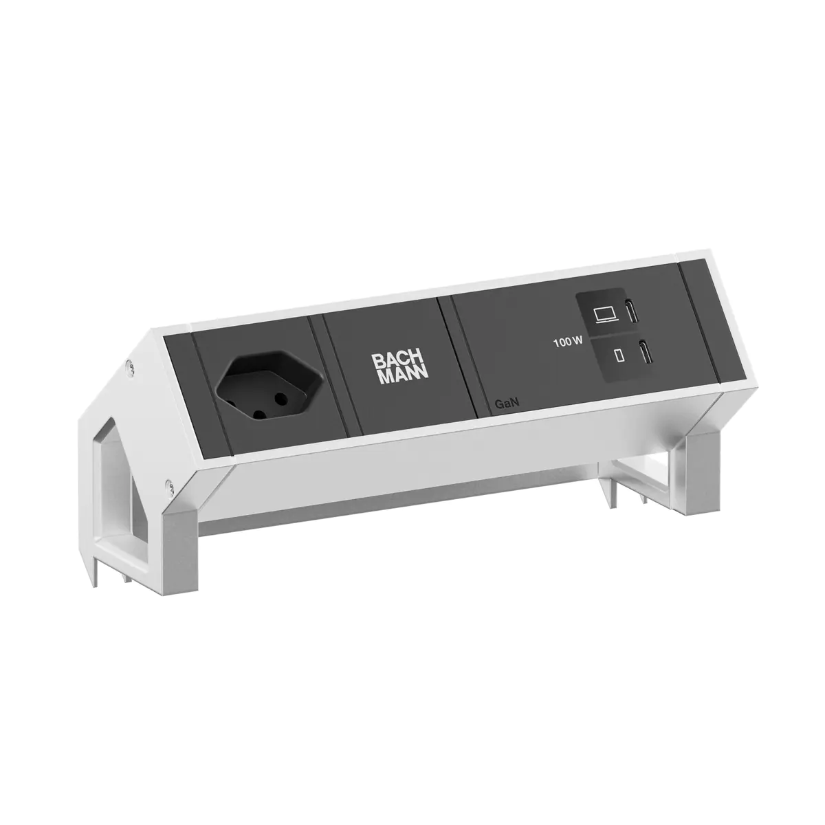 Bachmann DESK2 1xCH 90° 1xUSB C/C 100W INOX - Zubehör Stromversorgung BM0023893