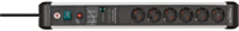 Brennenstuhl 1391010600, 3 m, Drinnen, Abgewinkelt, IP20, Schwarz, Silber, 6 AC-Ausgänge