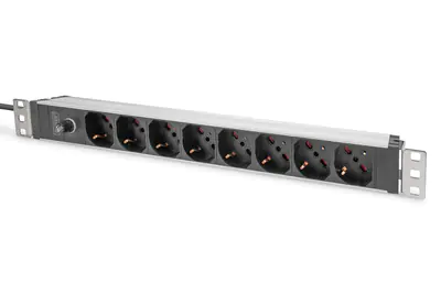 DIGITUS Steckdosenleiste mit Aluminiumprofil und Vorsicherung, 8-fach italienischer Ausgang, 2 m Zuleitung IEC C14 Stecker DN-95410-IT