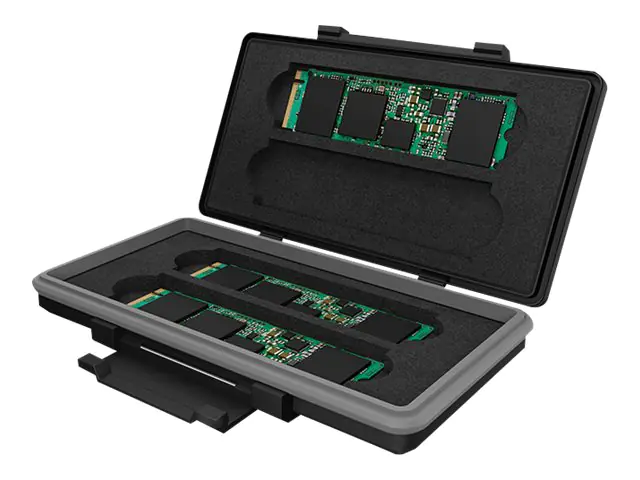 ICY BOX IB-AC620-M2 - Schutzhülle für SSD-Laufwerk - Kapazität: 4 x 2280 M.2 SSDs - Schwarz, Grau