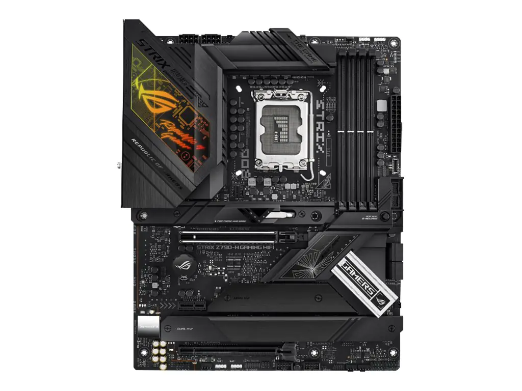 ASUS ROG STRIX Z790-H GAMING WIFI - Motherboard - ATX - LGA1700-Sockel - Z790 Chipsatz - USB-C 3.2 Gen 2x2, USB-C 3.2 Gen2, USB 3.2 Gen 2, USB 3.2 Gen 1 - 2.5 Gigabit LAN, Wi-Fi, Bluetooth - Onboard-Grafik (CPU erforderlich) - HD Audio (8-Kanal)