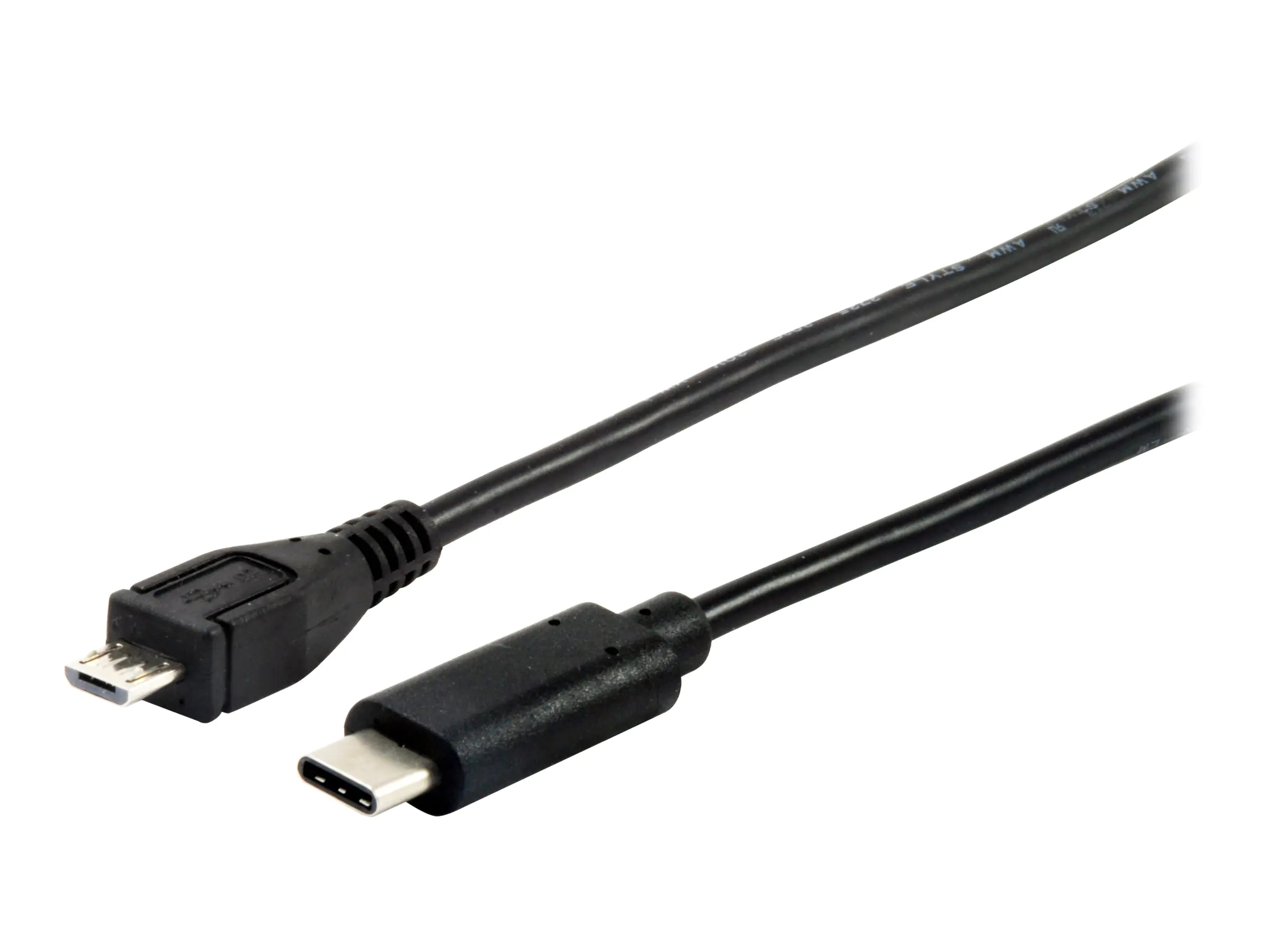 Equip - USB-Kabel - Micro-USB Typ B (M) bis USB-C (M) - USB 2.0 - 3 A - 1 m - geformt - Schwarz