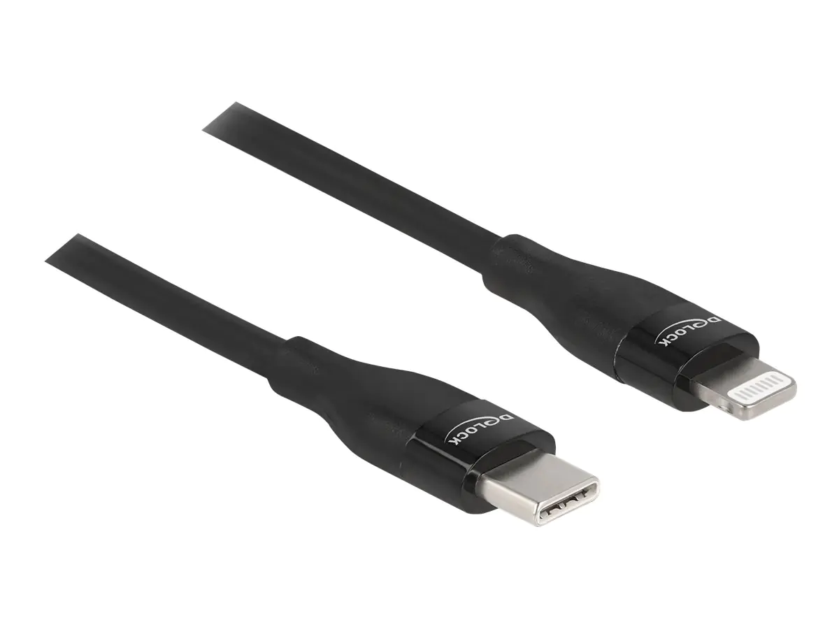 Delock - Lightning-Kabel - 24 pin USB-C männlich zu Lightning männlich - 1 m - Schwarz - unterstützt Stromversorgung