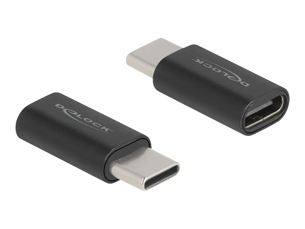 Delock - USB-Adapter - 24 pin USB-C (M) zu 24 pin USB-C (W) - USB 3.2 Gen 2 - 20 V - 3 A - Schwarz