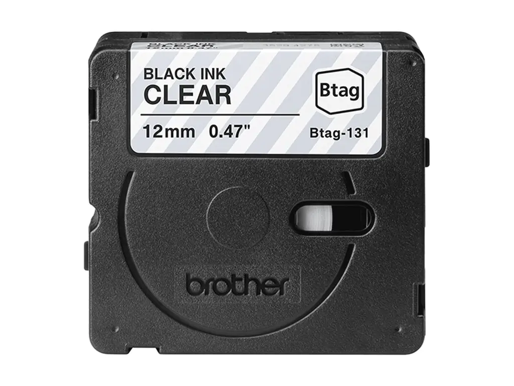 Brother Etikettierband BTAG131 Schwarz auf durchsichtig Rolle 1,2x cm x 4 m