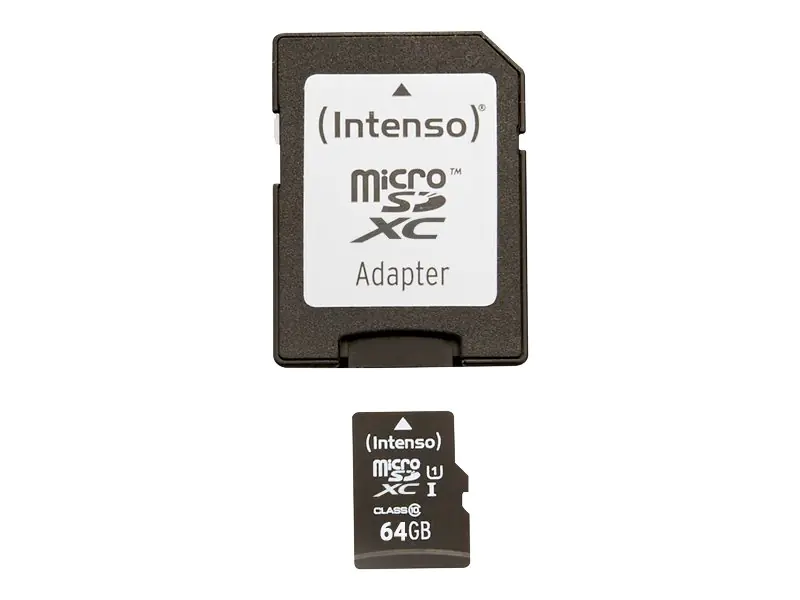 Intenso Premium - Flash-Speicherkarte (microSDXC-an-SD-Adapter inbegriffen) - 64 GB - UHS Class 1 / Class10 - microSDXC UHS-I