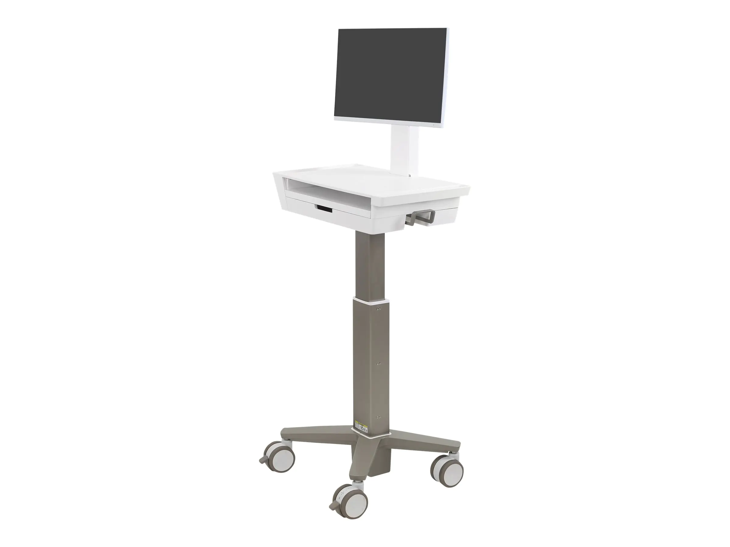 Ergotron CareFit Slim 2.0 - Wagen - leichtes Design - für All-In-One / LCD-Display - Schublade (1x1) - medizinisch - Aluminium, hochwertiger Kunststoff, verzinkter Stahl - weiß, Warm Gray - Bildschirmgröße: bis zu 68,6 cm (bis zu 27 Zoll)