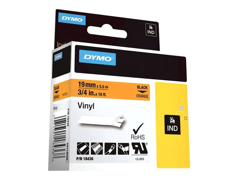 Dymo RhinoPRO - Vinyl - permanenter Klebstoff - orange - Roll (1.9 cm x 5.5 m)