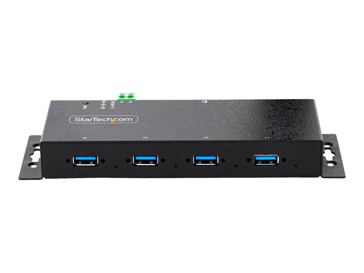 StarTech 4-Port Industrial USB 3.0 5Gbps Hub, Rugged USB Hub w/15kV Air/8kV Contact ESD and Surge Protection, DIN/Wall/Desk Mountable USB-A Hub, USB Expansion Hub with Locking Ports - Metal Construction (5G4AINDNP-USB-A-HUB) - Hub - industriell - 4 x USB