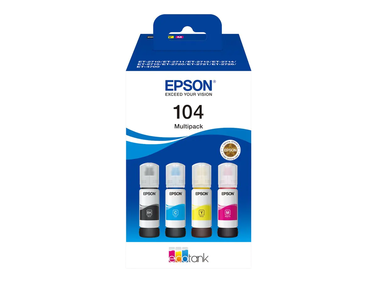 Epson EcoTank 104 - 4er-Pack - Schwarz, Gelb, Cyan, Magenta C13T00P640