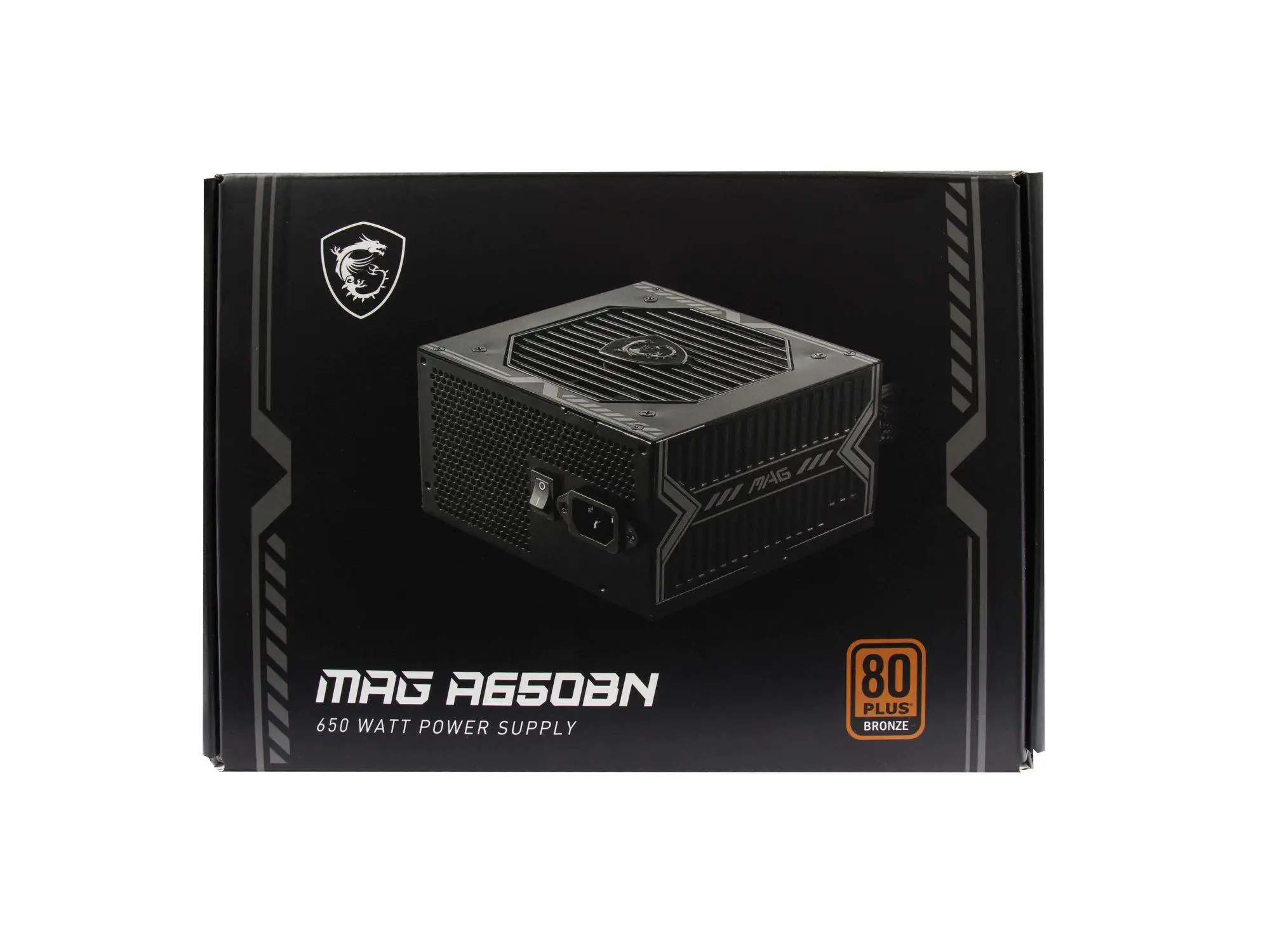 MSI MAG A650BN, 650 W, 100 - 240 V, 50 - 60 Hz, 10 A, 5 A, Aktiv