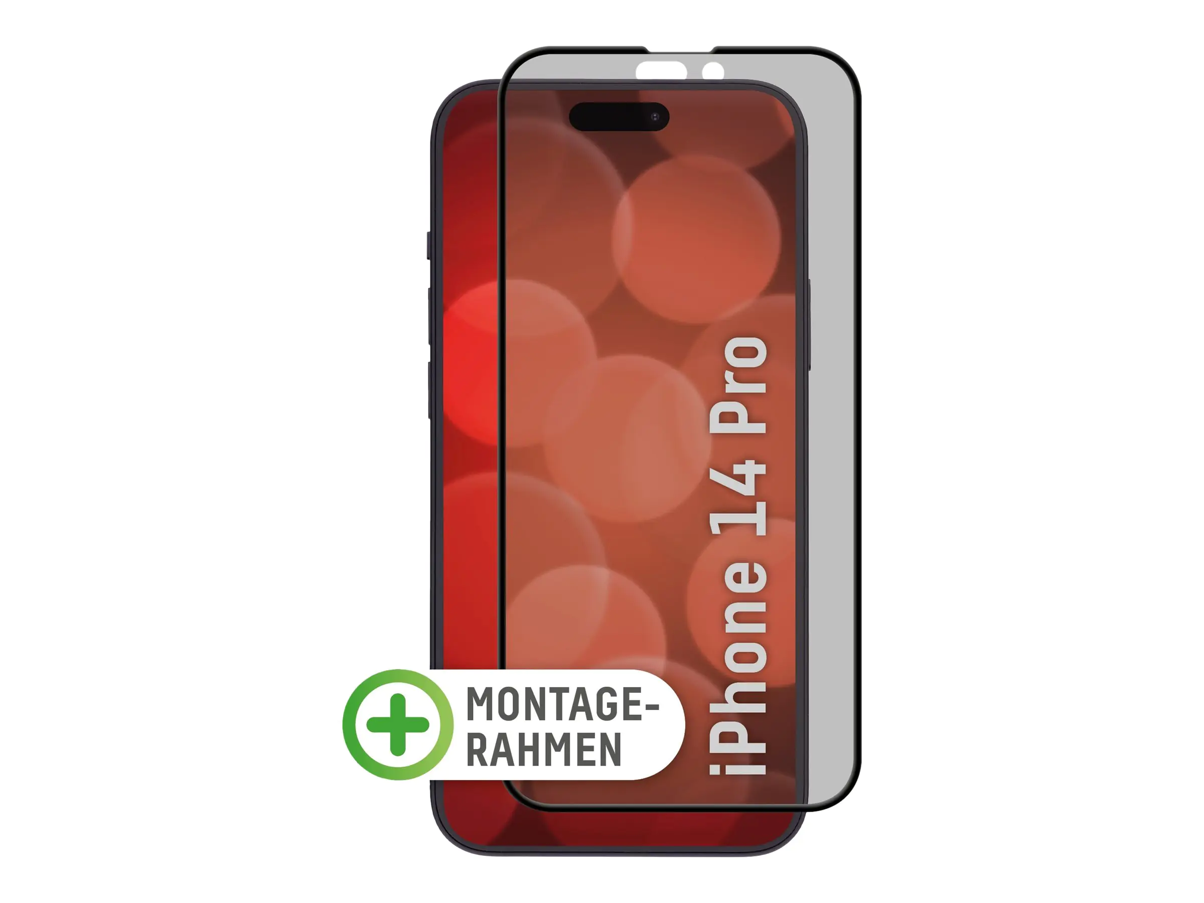 DISPLEX Real Glass - Bildschirmschutz für Handy - 3D - Glas - mit Sichtschutzfilter - 2-Wege - klebend - Rahmenfarbe schwarz - für Apple iPhone 14 Pro