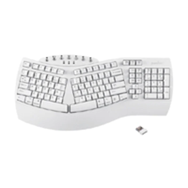 Perixx 11615, Volle Größe (100%), Kabellos, RF Wireless + Bluetooth, Mechanischer Switch, QWERTZ, Weiß PERIBOARD-612W DE