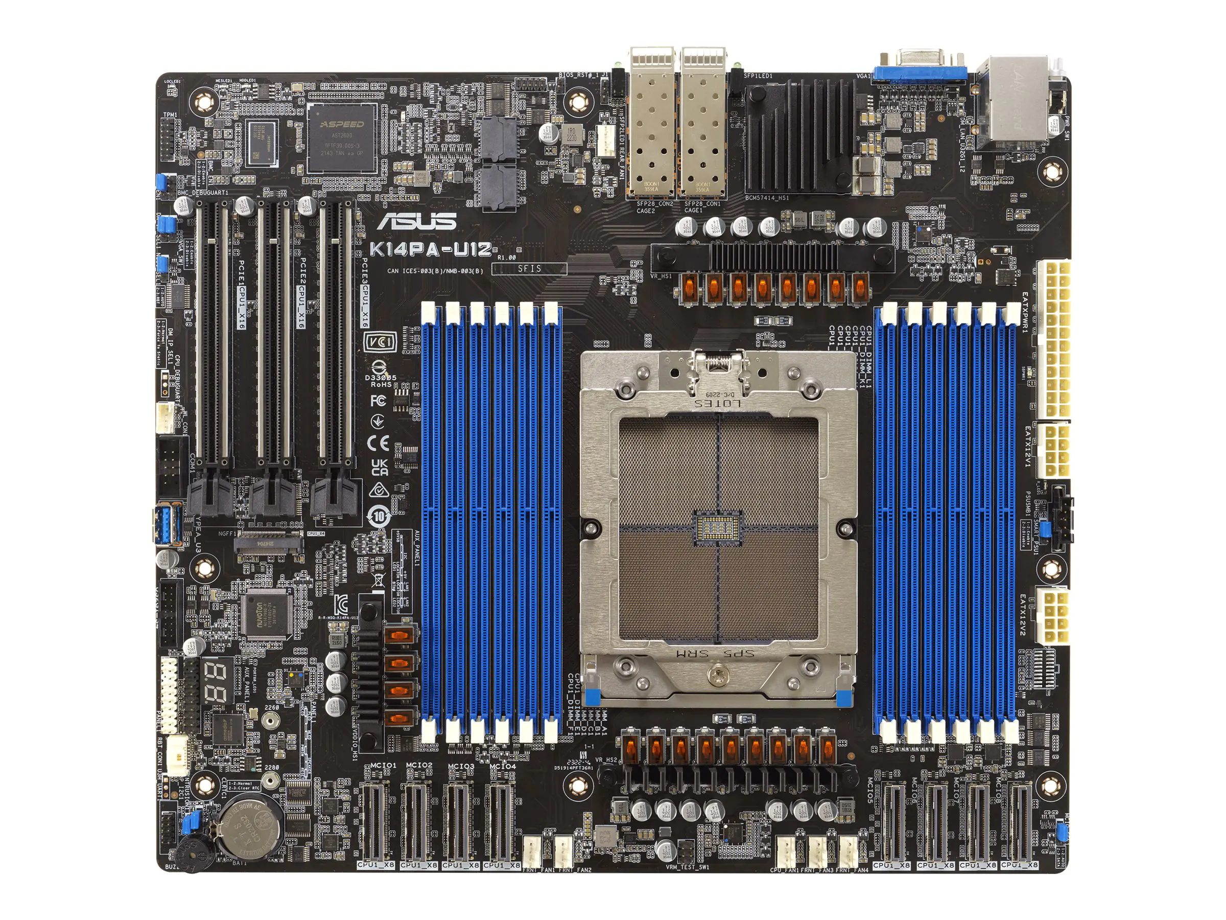 ASUS K14PA-U12 - Motherboard - SSI CEB - AMD keine CPU - Socket SP5 - 2 x 25 Gigabit LAN - Onboard-Grafik