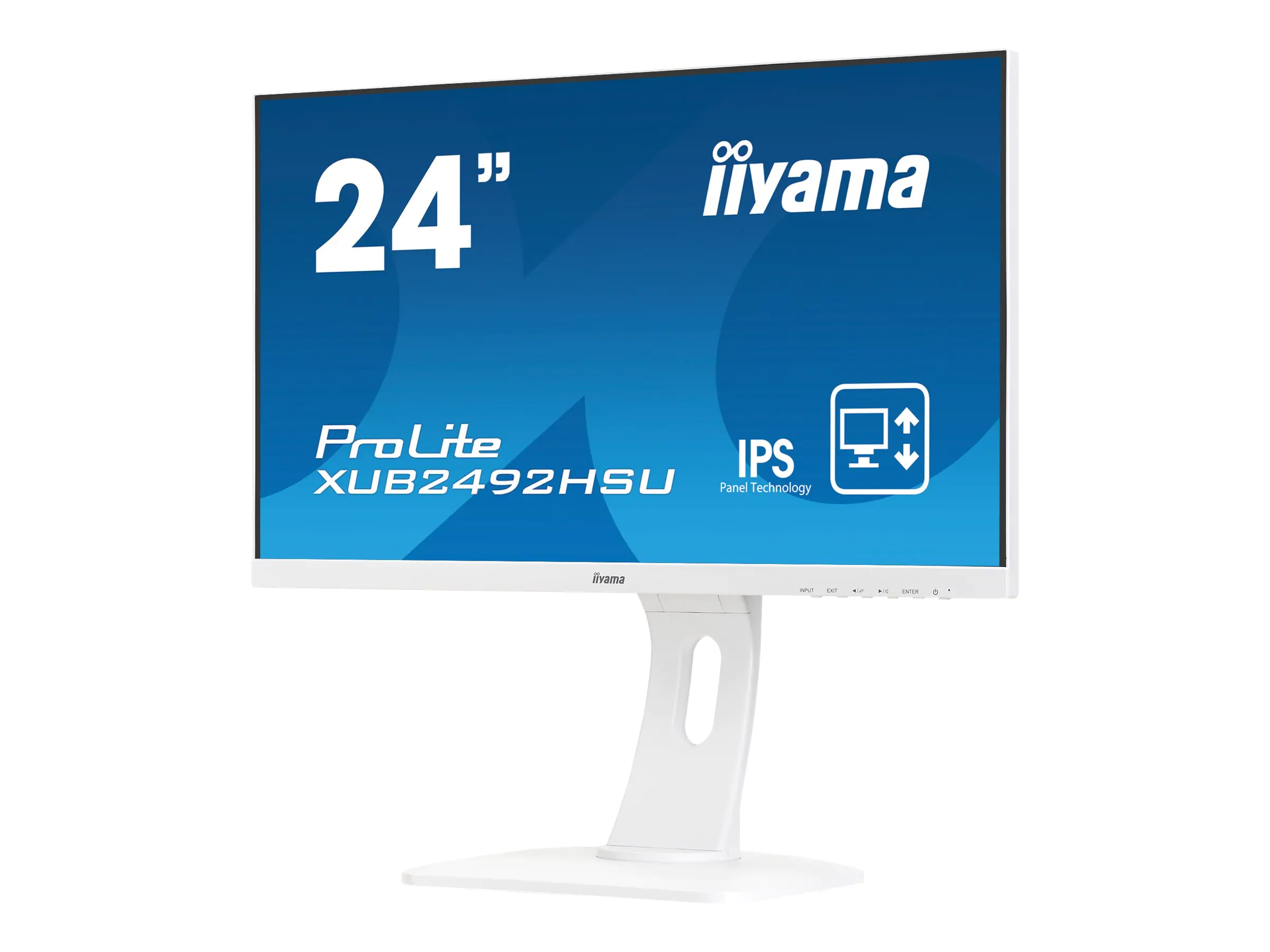 Iiyama ProLite XUB2492HSU-W1 - LED-Monitor - 61 cm (24") (23.8" sichtbar) - 1920 x 1080 Full HD (1080p) @ 60 Hz - IPS - 250 cd/m² - 1000:1 - 5 ms - HDMI, VGA, DisplayPort - Lautsprecher - weiß