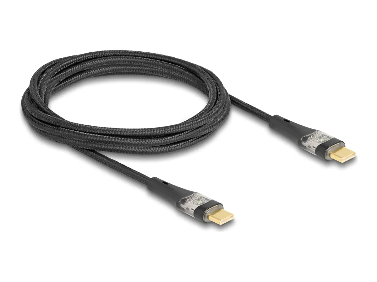 Delock USB 2.0 Schnellladekabel Type-C Stecker zu transparent PD 3.0 100 W 2