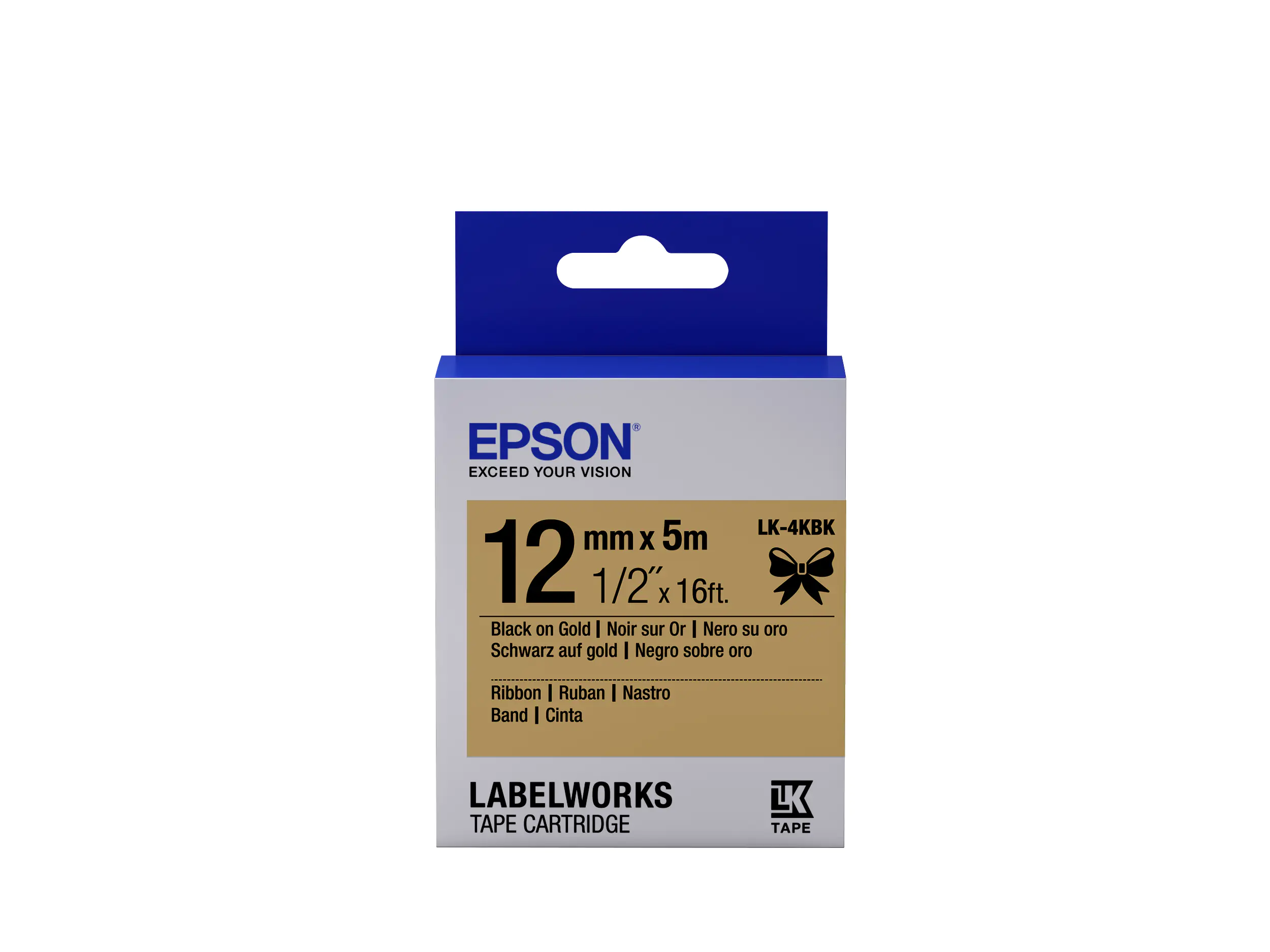 Epson LabelWorks LK-4KBK - Schwarz auf Gold - Rolle (1,2 cm x 5 m) C53S654001