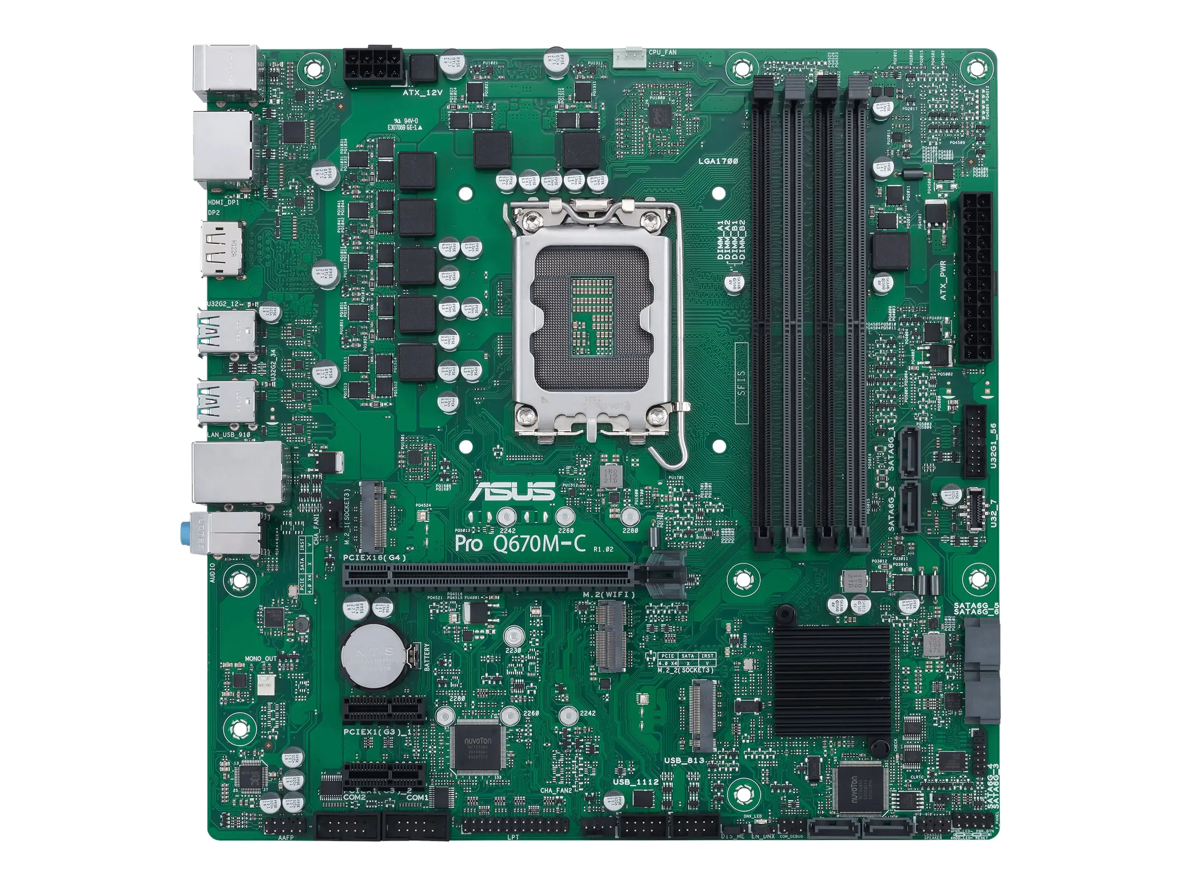 ASUS Pro Q670M-C-CSM - Motherboard - micro ATX - LGA1700-Sockel - Q670 Chipsatz - USB-C Gen1, USB 3.2 Gen 1, USB 3.2 Gen 2 - Gigabit LAN - Onboard-Grafik (CPU erforderlich) - HD Audio (8-Kanal)