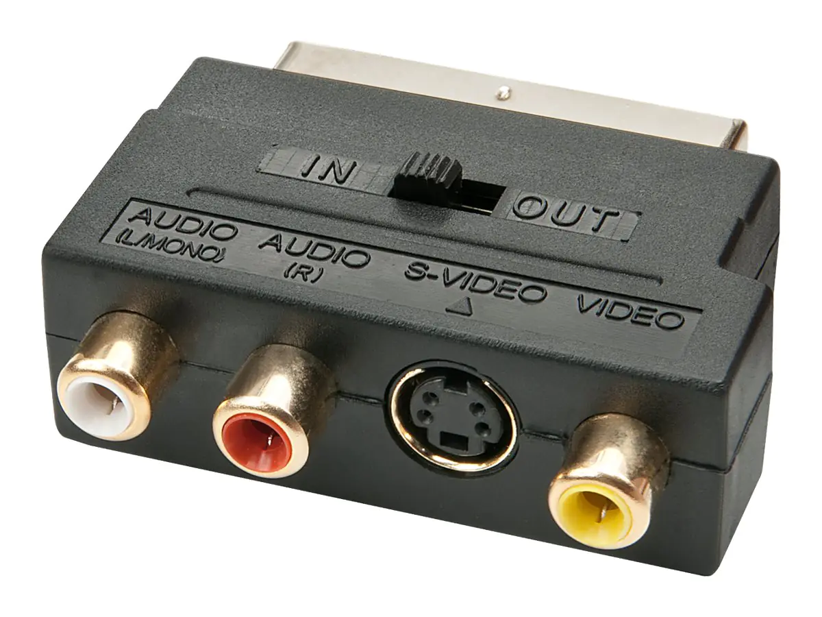 Lindy SCART Adapter - Video- / Audio-Adapter - S-Video / Composite Video / Audio - 4-poliger mini-DIN, RCA (W) bis SCART (M)