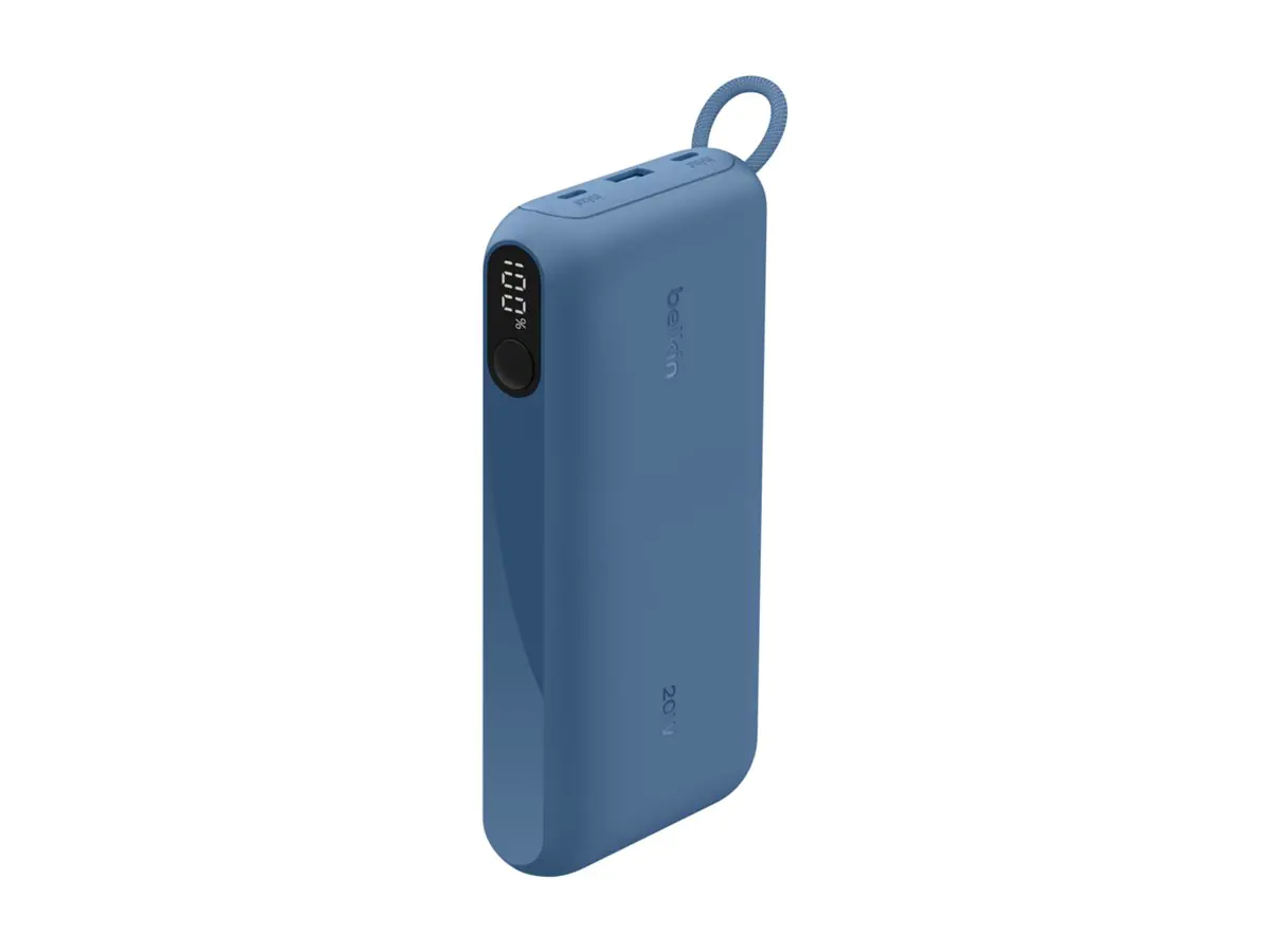 Belkin BoostCharge - Powerbank - mit Display - 20000 mAh - 20 Watt - PD - 3 Ausgabeanschlussstellen (2 x USB-C, USB) BPB028HQBL