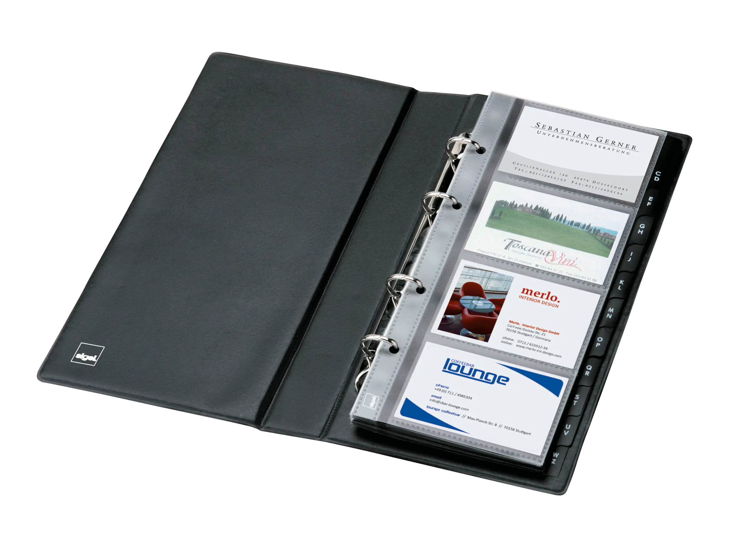 SIGEL Visitenkartenringbuch VZ300 max. 200Karten 25Hüllen schwarz