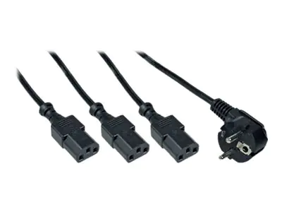 InLine - Netz-Splitter - power IEC 60320 C13 zu power CEE 7/7 (M) - 1.8 m - 90° Stecker - Schwarz - Deutschland, Europäische Union