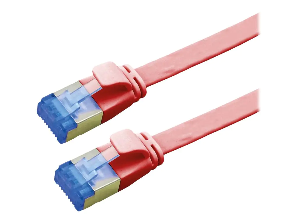 VALUE - Patch-Kabel - RJ-45 (M) zu RJ-45 (M) - 50 cm - FTP - CAT 6a - geformt, ohne Haken, verseilt, extraflach, 10 Gigabit Ethernet - Rot