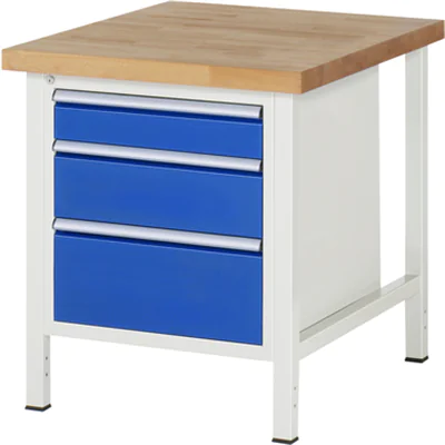 RAU Werkbank 8000 750 x 840-1.040 x 900 mm (B x H x T) enzianblau lichtgrau