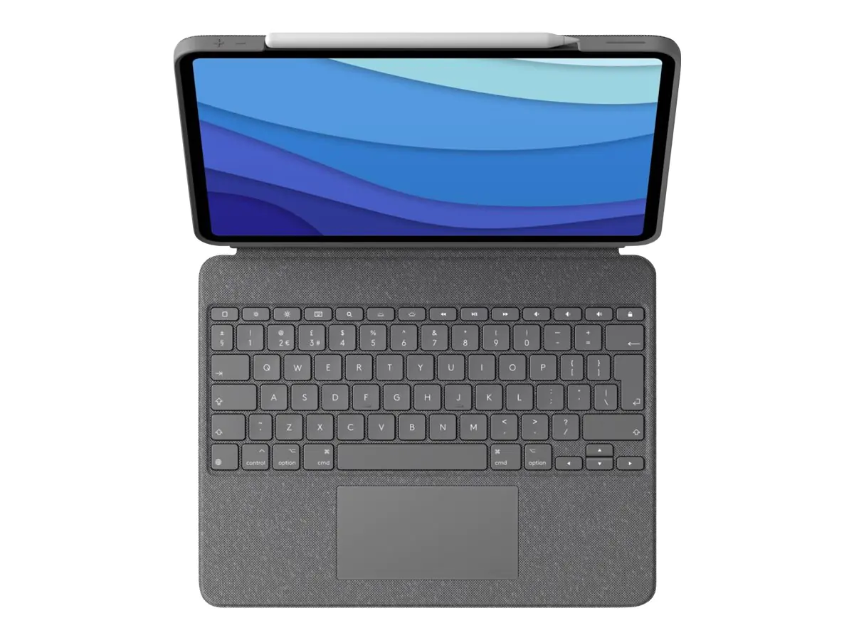 Logitech Combo Touch - Tastatur und Foliohülle - mit Trackpad - hintergrundbeleuchtet - Apple Smart connector - QWERTY - US International - Oxford Gray - für Apple 12.9-inch iPad Pro (5. Generation) 920-010257