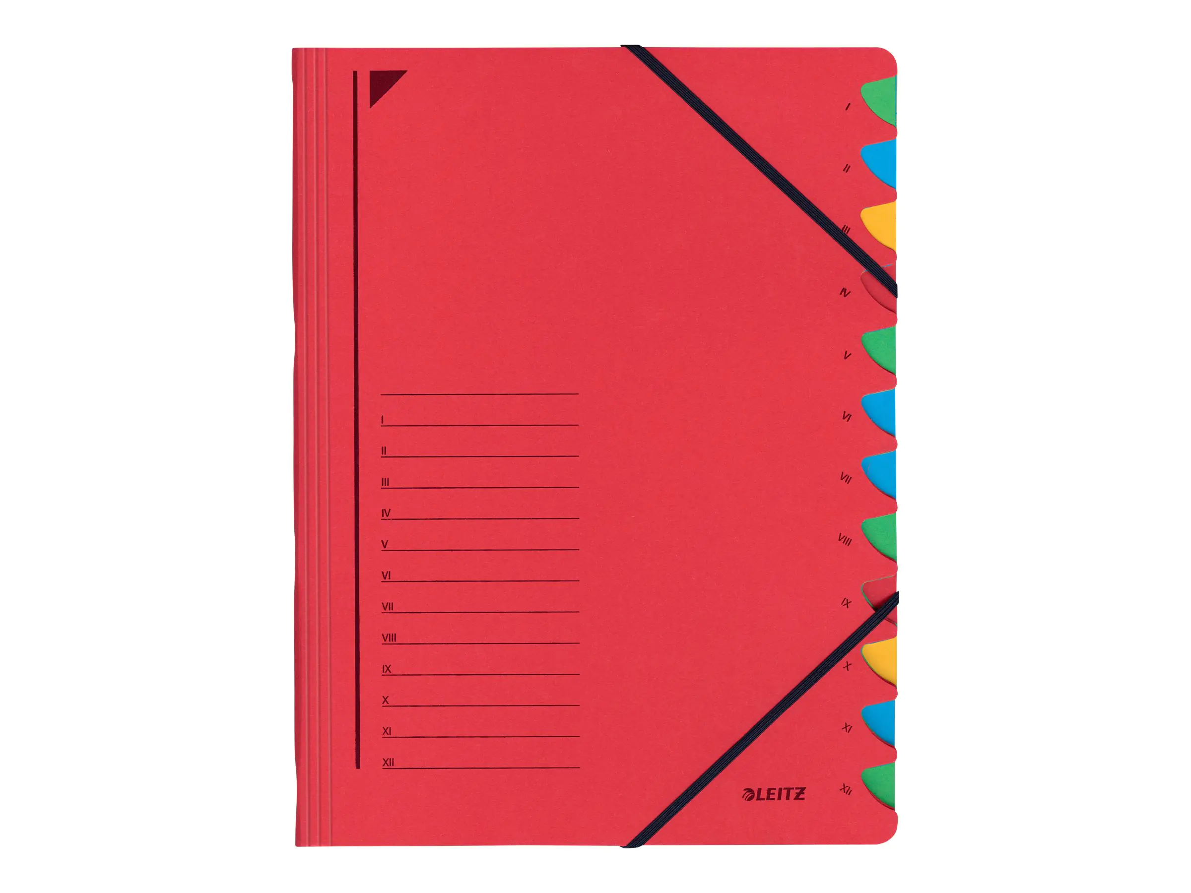 Leitz Ordnungsmappe 39120025 DIN A4 12Fächer farbig Karton rot