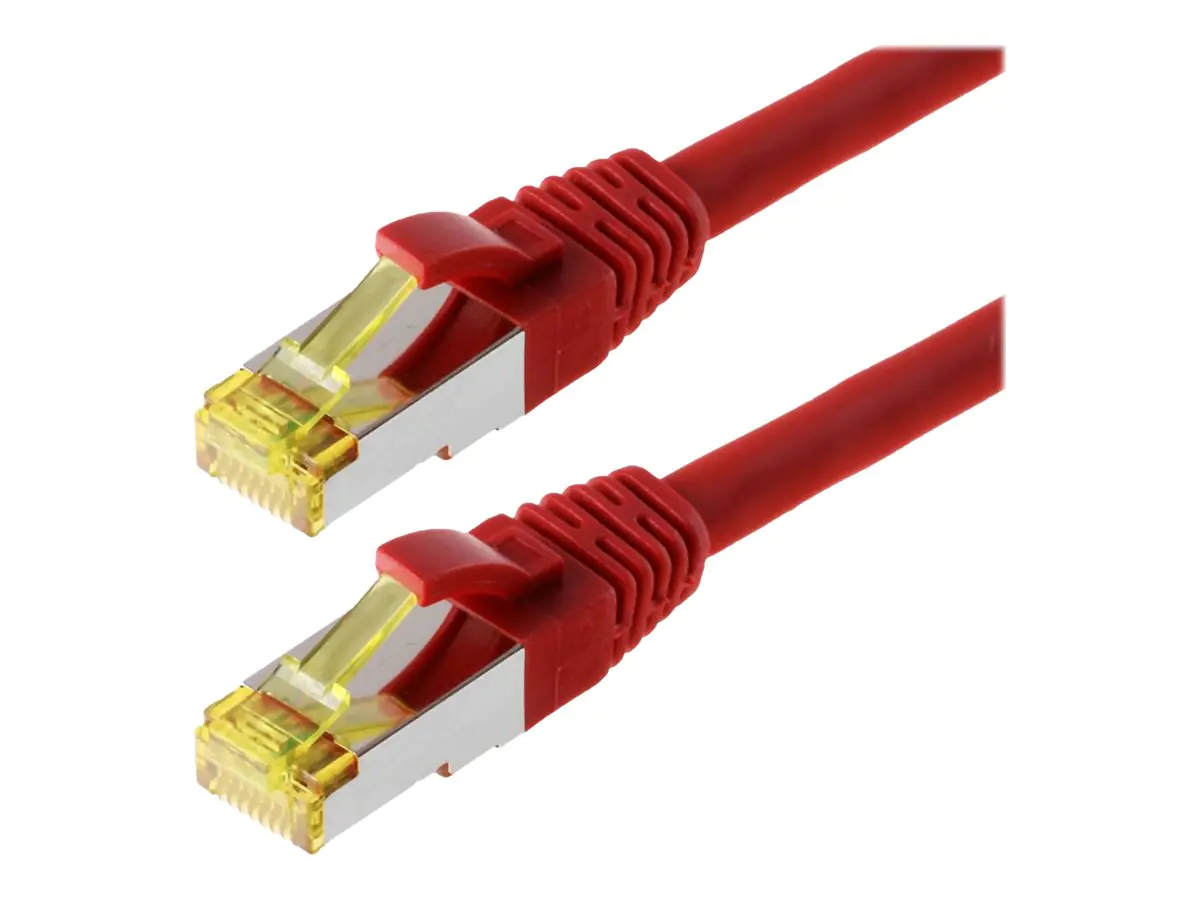 Helos - Patch-Kabel - RJ-45 (M) bis RJ-45 (M) - 2 m - SFTP, PiMF - CAT 6a - halogenfrei, geformt, ohne Haken - Rot