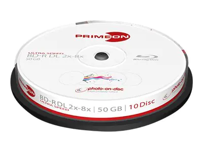 Primeon photo-on-disc - 10 x BD-R - 50 GB 8x - weiß - mit Tintenstrahldrucker bedruckbare Oberfläche - Spindel