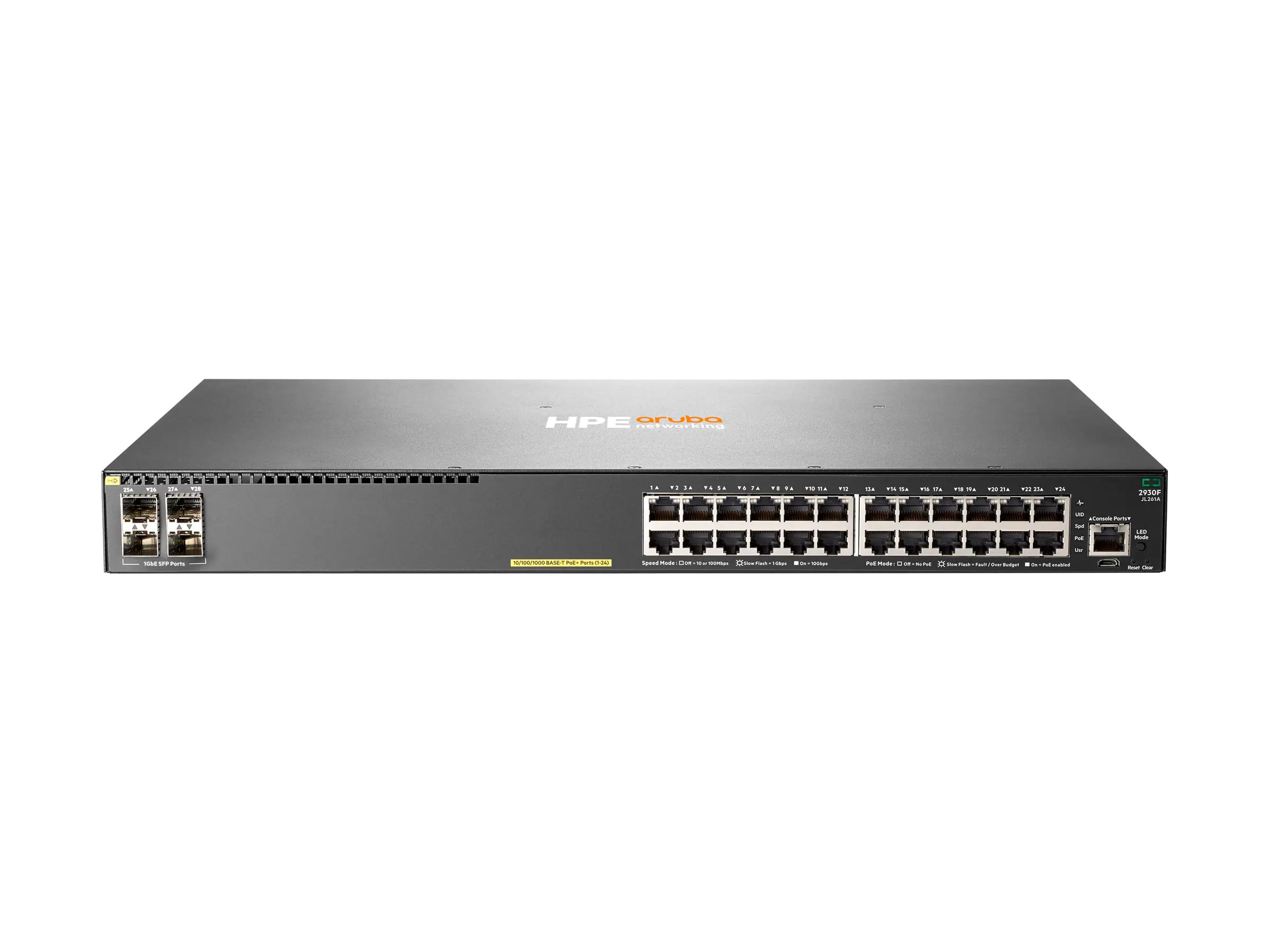 HPE Aruba 2930F 24G PoE+ 4SFP - Switch - L3 - managed - 24 x 10/100/1000 (PoE+) JL261A#ACC