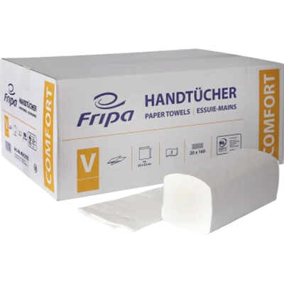 Fripa Papierhandtuch Comfort 25 x 23 cm (B x L) 100 % Zellstoff hochweiß 20 x 160 Bl./Pack. Fripa Papierhandtuch Comfort 25 x 23 cm (B x L) 100 % Zellstoff hochweiß 20 x 160 Bl./Pack.